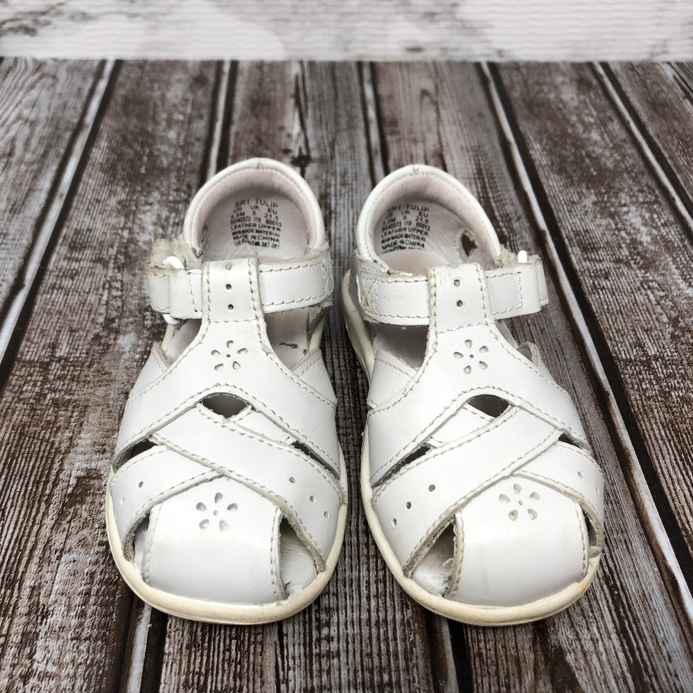 Toddler Stride Rite White Tulip Sandals Size 5.5M